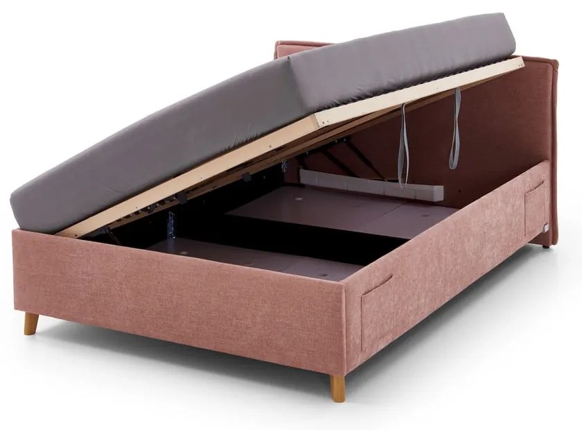 Ružová čalúnená detská posteľ s úložným priestorom s roštom 140x200 cm Fun – Meise Möbel