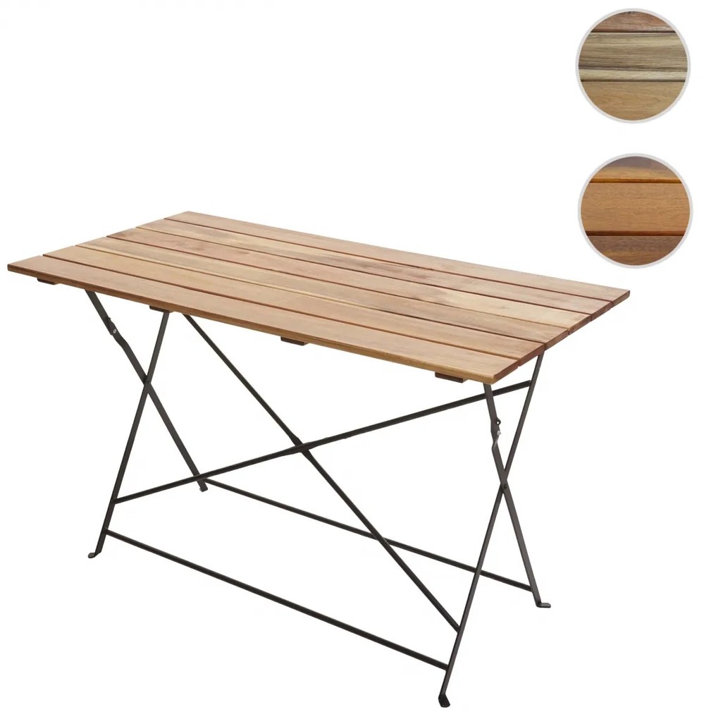 Záhradný stôl HWC-J40,skladací, akáciové drevo, 120x60cm - prírodná