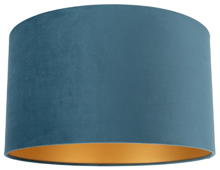 Zamatové tienidlo modré 35/35/20 so zlatým interiérom