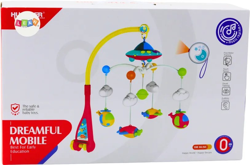 LEAN Toys Ufo Planes Kolotoč do postieľky pre dieťa 108 Melodies Projektor