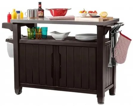 Keter Multifunkčný záhradný grilovací stolík UNITY XL 270 l hnedá, 134 x 52 x 90 cm