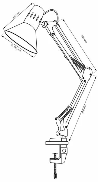 Stolná lampa s klipom WORKER 1xE27/10W/230V biela
