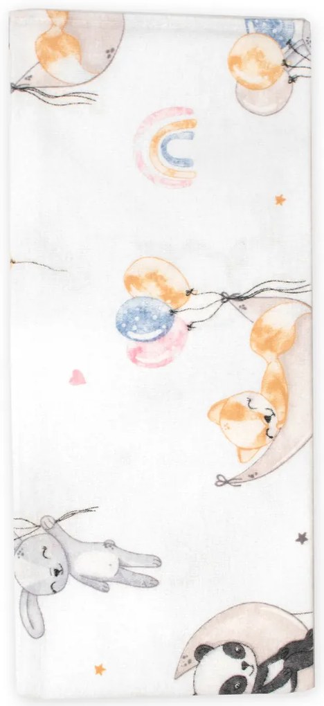 Flanelová plienka, 70x80 cm - Balónik a dúha, biela