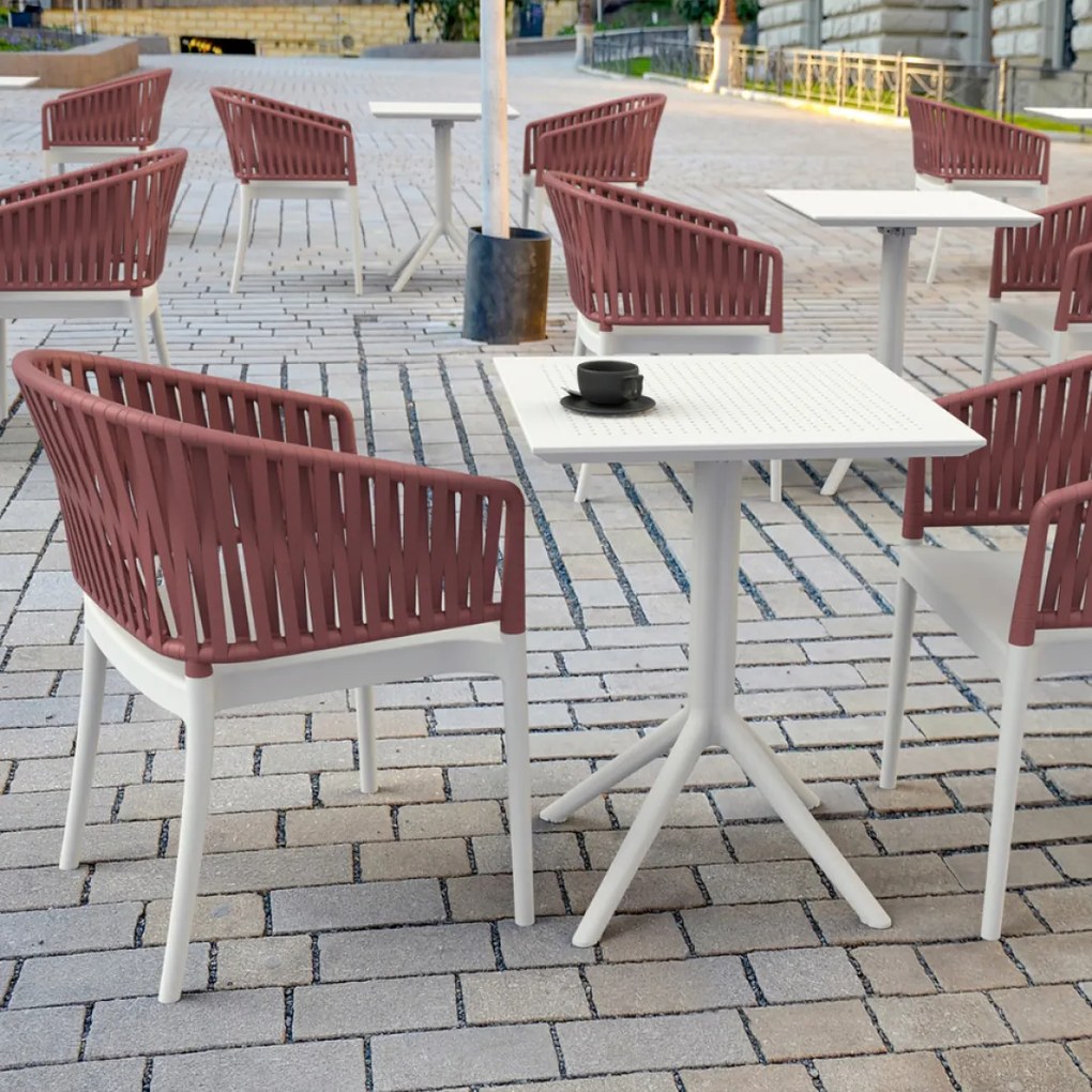 PORTOFINO záhradná stolička s podrúčkami white/marsala