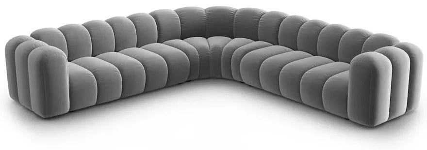 Svetlosivá zamatová modulárna rohová pohovka Lupine – Micadoni