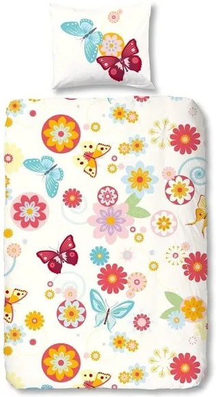 Detské obliečky na jednolôžko z bavlny Good Morning Flower Butterfly, 140 × 200 cm