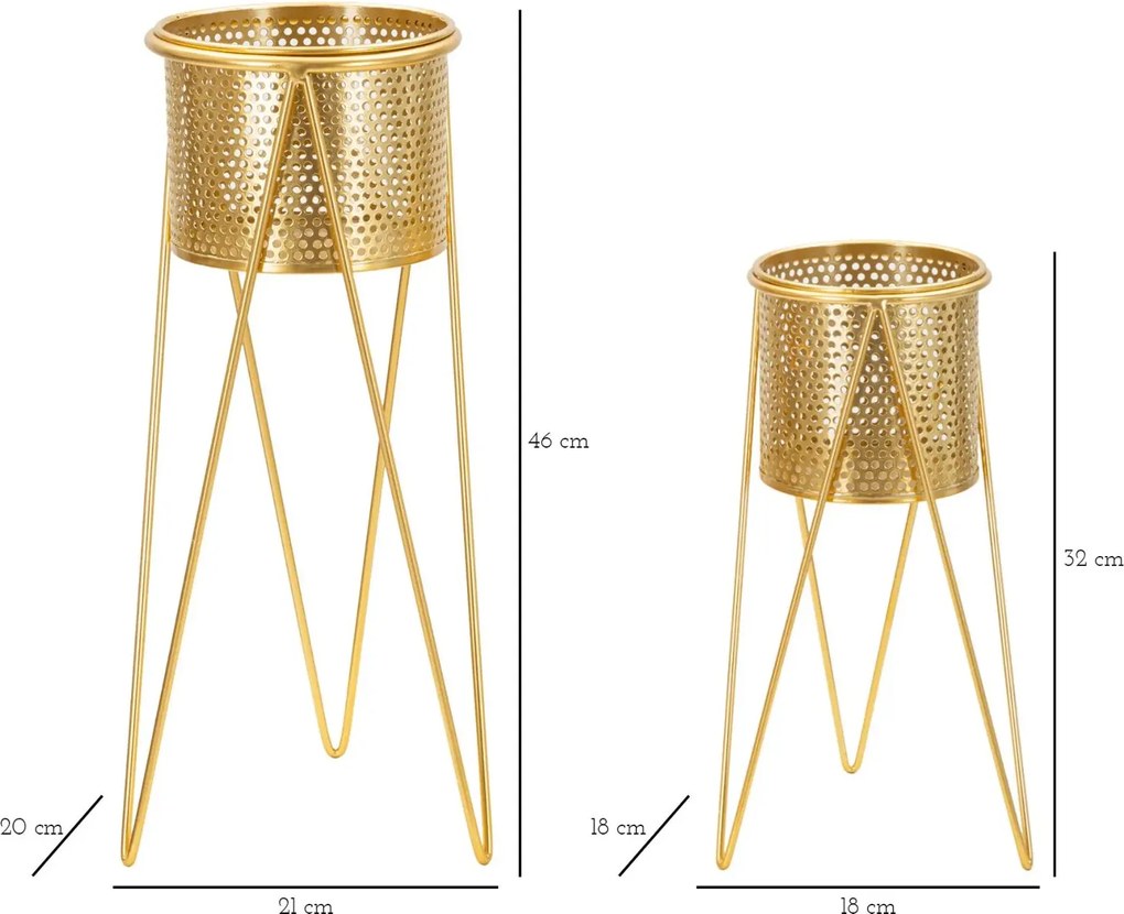 Sada 2 ks stojanů na květiny Glat zlatá