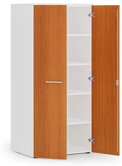 Kancelárska policová skriňa PRIMO WHITE s dverami, 1781 x 800 x 600 mm, biela/čerešňa