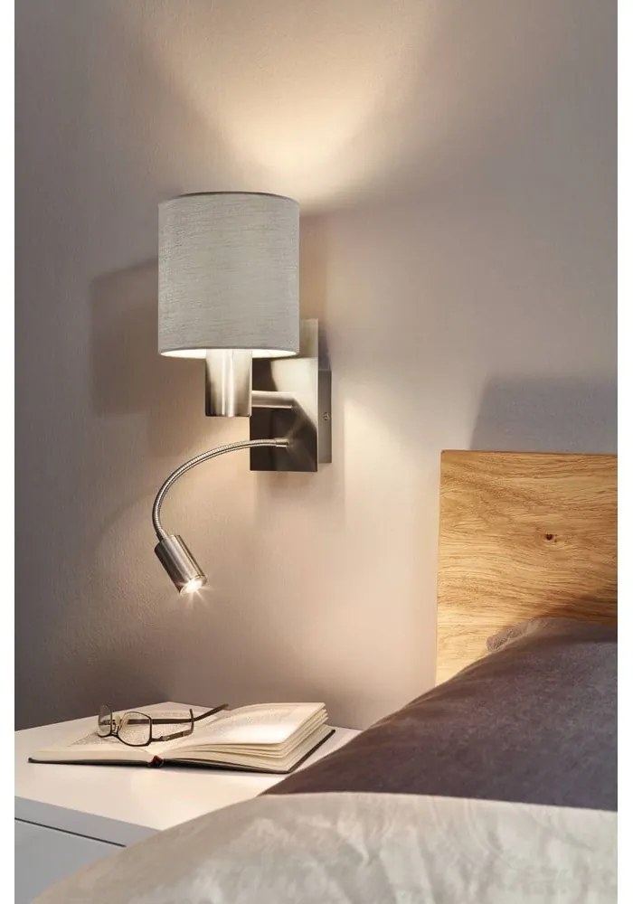 LED nástenné svietidlo v sivej a striebornej farbe PASTERI – EGLO