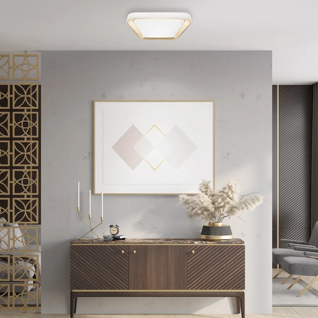 Stropné LED svietidlo Quadro, 1x LED 38w, 3000-6000k, g, s ovládačom