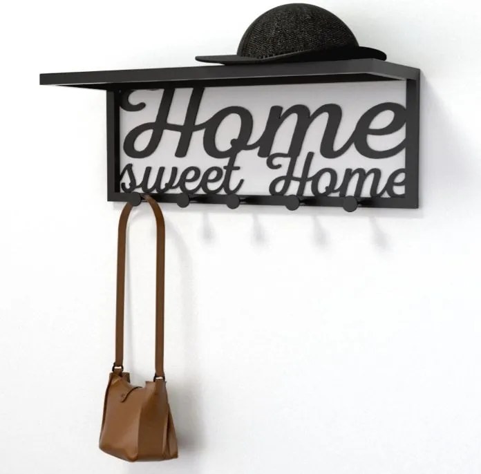 Nástenný vešiak s policou HOME SWEET HOME 70