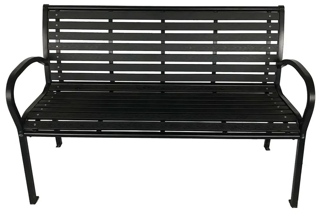 Záhradná lavička 125 x 60 x 80 cm, čierna, oceľ /plast