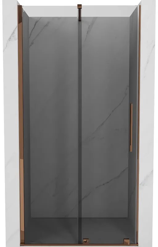 Mexen Velar, posuvné sprchové dvere do otvoru 110 cm, 8mm šedé sklo, ružové zlato, 871-110-000-41-60