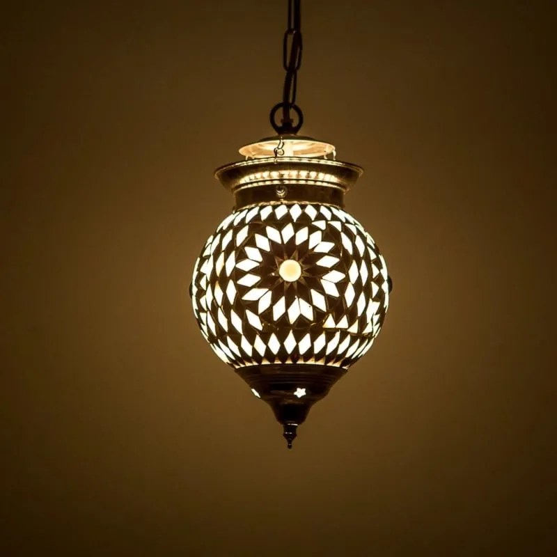 Orient závesné svietidlo tvar Globe mozaika vzor B & W Ø15