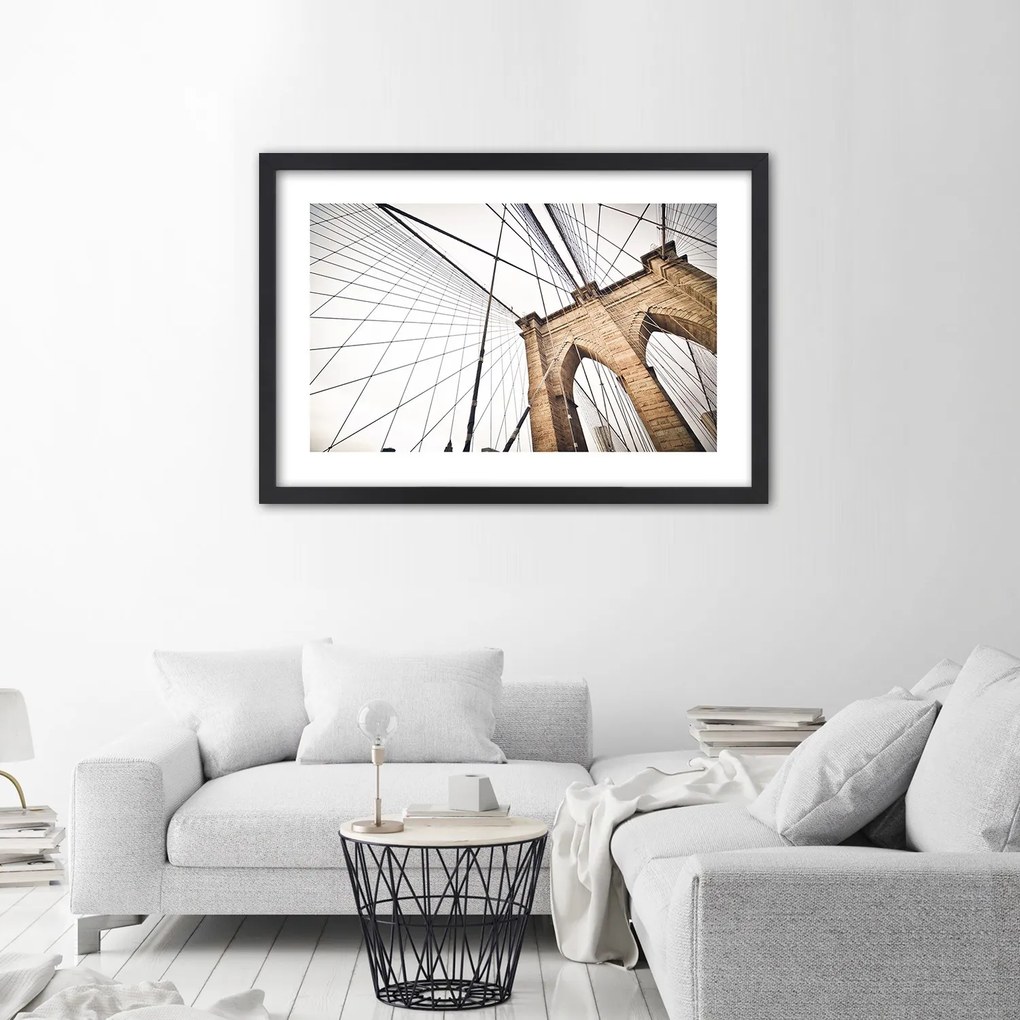 Gario Plagát Výstavba Brooklynského mosta Farba rámu: Bez rámu, Rozmery: 30 x 20 cm