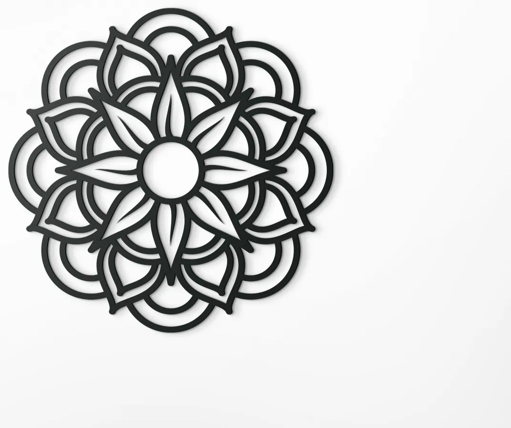 drevko 3D drevená mandala Kvet Rozmer obrazu: 44,5 x 44,5 cm, Farba dekorácie: Čierna