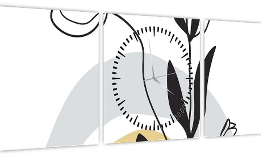 Obraz - Kvety vo váze N⁰1 (s hodinami) (90x30 cm)