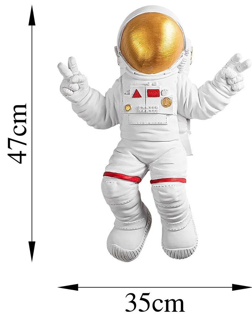 Nástenná dekorácia Astronaut biela/zlatá