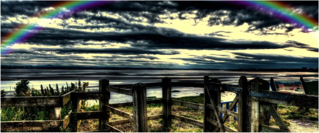Obraz dúhy nad morom (120x50 cm)