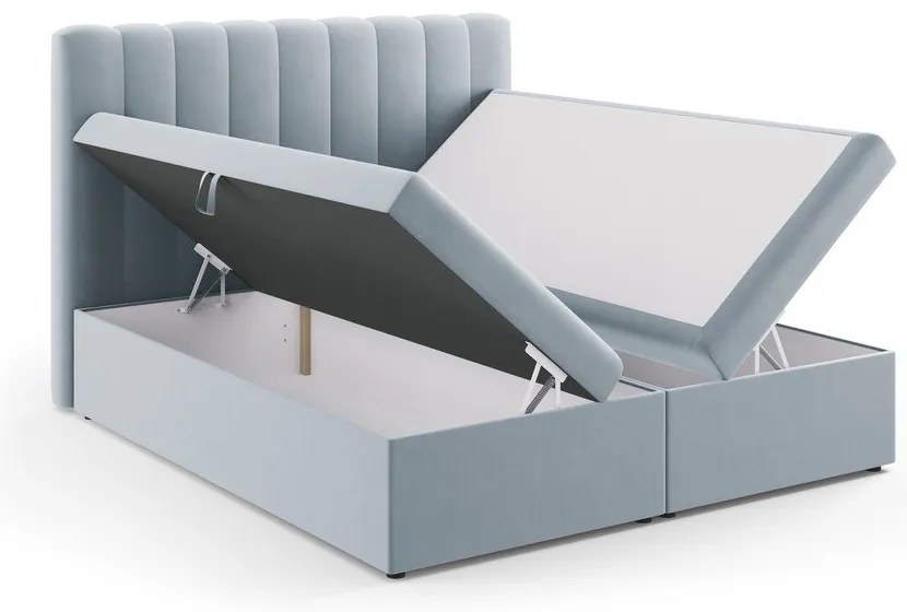 Svetlomodrá boxspring posteľ s úložným priestorom 180x200 cm Gina – Milo Casa