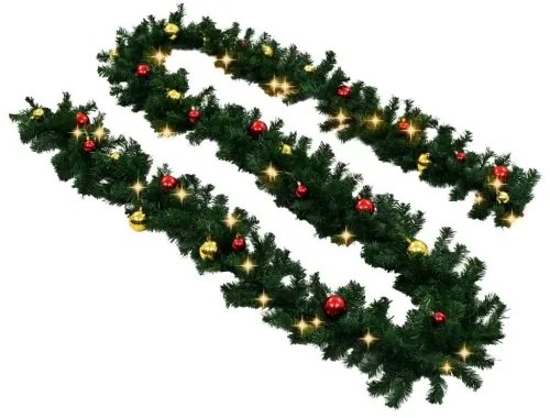 vidaXL Vianočná girlanda s ozdobami a LED svetielkami 10 m-