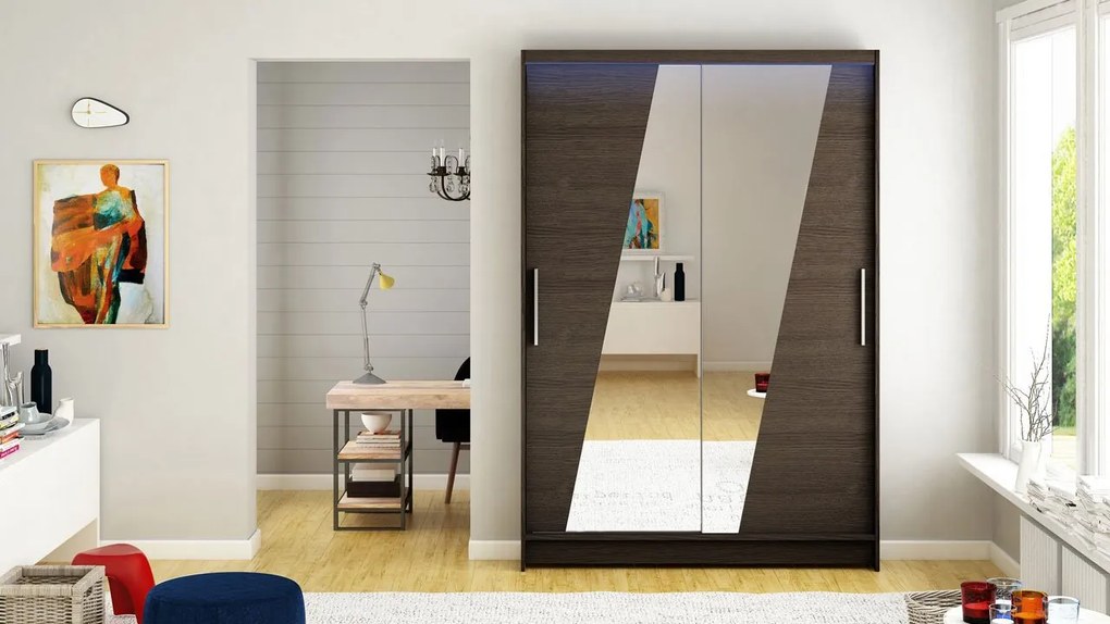 Posuvná skriňa Ada VIII, Farby: kašmír, Osvetlenie: osvetlenie LED RGB - farebné