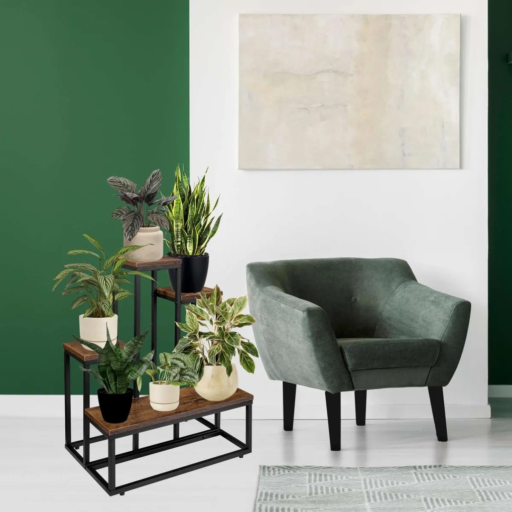 Kvetinový stojan ANTIRES hnedý/čierny