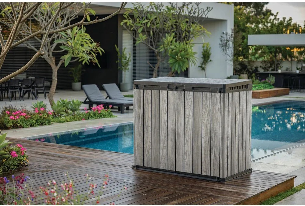 Sivý plastový záhradný úložný box Deco – Keter