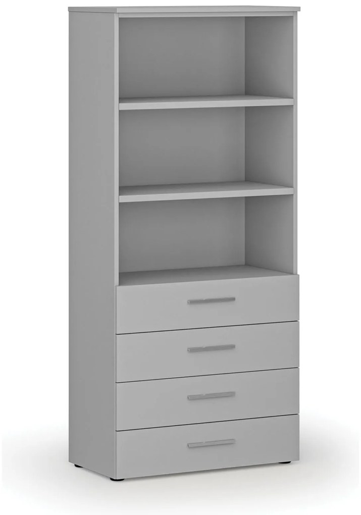 Kancelárska skriňa so zásuvkami PRIMO GRAY, 800 x 420 x 1781 mm, sivá