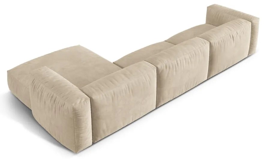 Béžová zamatová modulárna rohová pohovka (pravý roh/s leňoškou) Martina – Micadoni