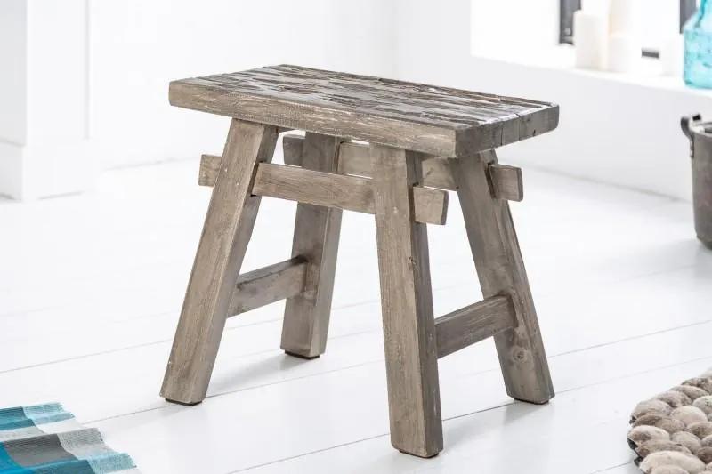 IIG -  Masívna stolička HEMINGWAY 50 cm šedá, mahagónové drevo