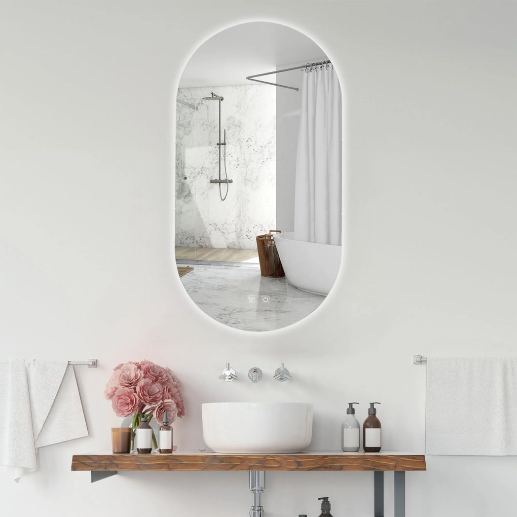 Rea Egg, oválne LED zrkadlo 60x80 cm P11428, HOM-05523