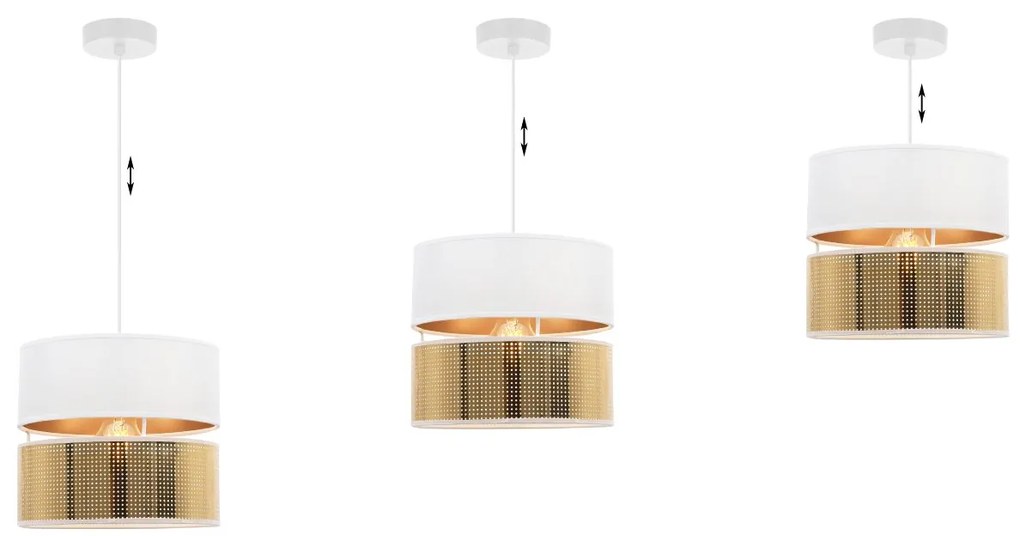 Závesné svietidlo Asti2, 1x PVC/biele textilné tienidlo, (fi 20cm), g, w