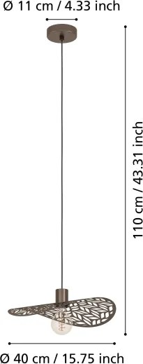 Eglo 44124 - Luster na lanku SWABY 1xE27/60W/230V priemer 40 cm bronzový