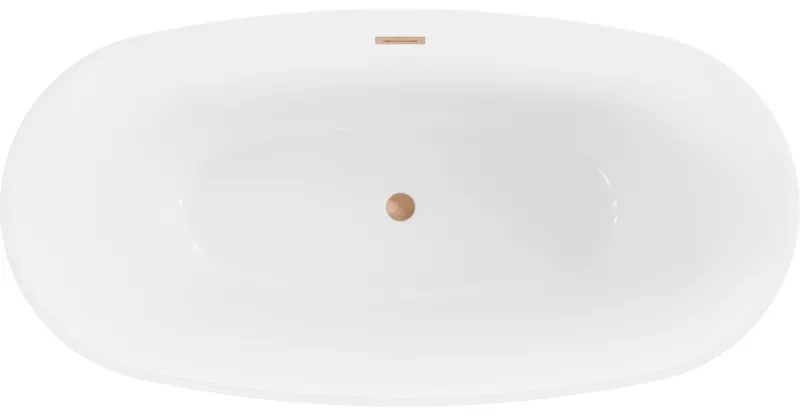 Mexen Eris, voľne stojaca vaňa 155 x 80 cm, biela-čierna, medený prepad, 53441558075-65