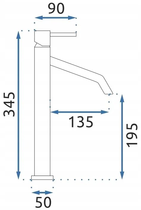 Rea Level, vysoká umývadlová batéria h-345, zlatá matná, REA-B6217