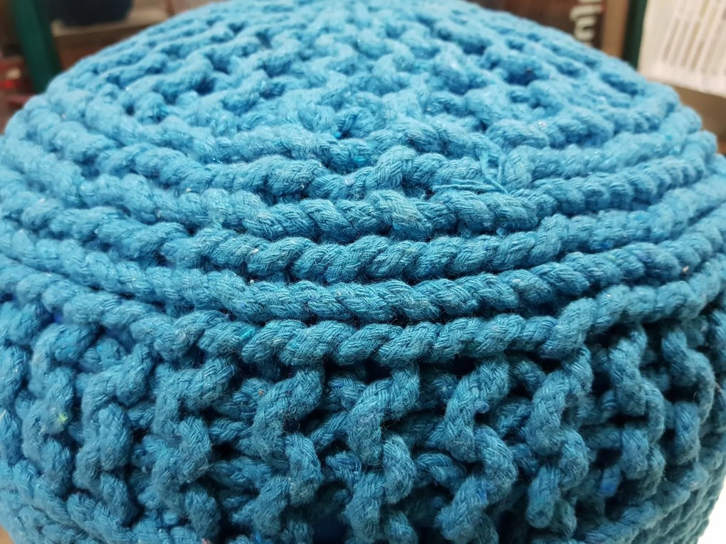 KUDOS Textiles Pvt. Ltd. MEGA AKCE: Sedací vak TEA POUF 8 tyrkysový - 40x40x35 cm