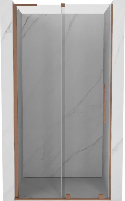 Mexen Velar L, posuvné sprchové dvere do otvoru 110 cm, 8mm číre sklo, medená matná, 871-110-003-01-65