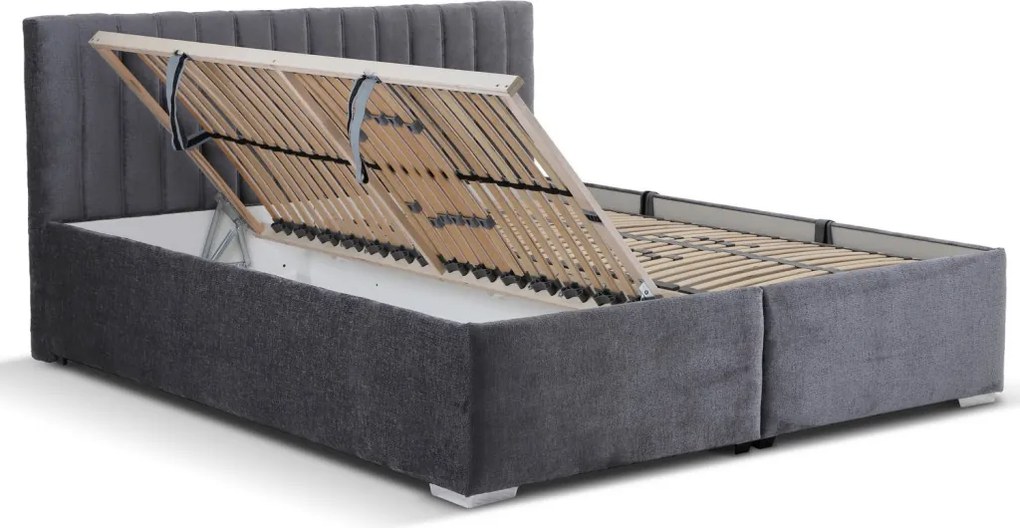 Posteľ Gita 180x200 cm, dymovo šedá látka, bez matracov