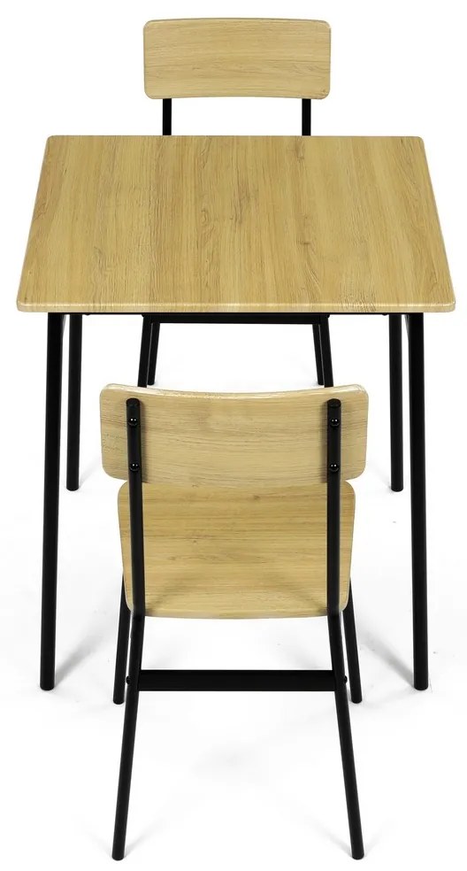 Jedálenský set Industrial s 2 stoličkami, 70 x 70x 76 cm, divoký dub