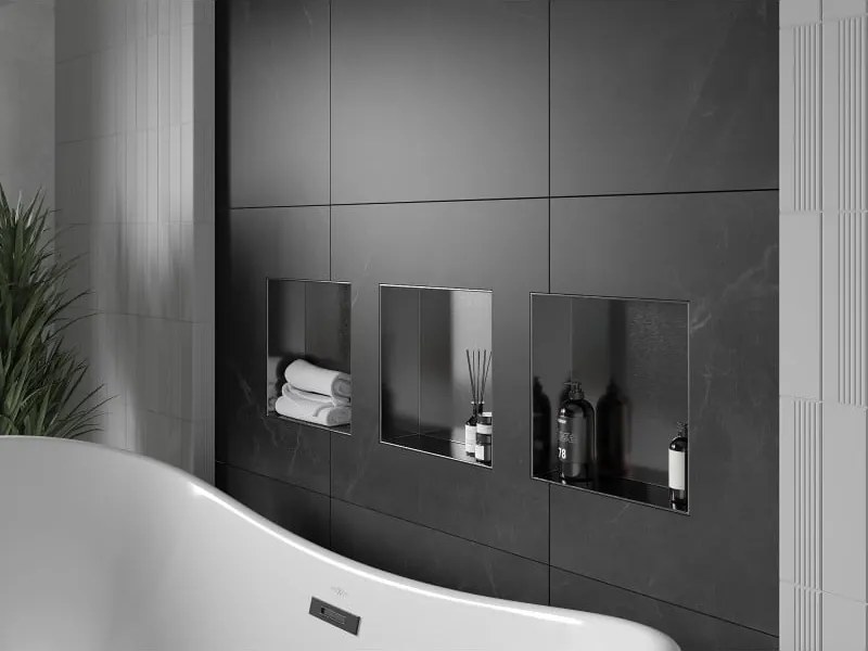 Mexen X-Wall-NR, polica na zapustenie bez príruby 30 x 30 cm, grafitová matná - 19E1303010