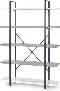 Stonno - regál vysoký (bielá/beton)
