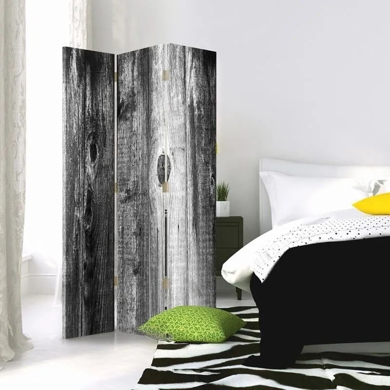 Ozdobný paraván Přírodní dřevo - 110x170 cm, trojdielny, obojstranný paraván 360°
