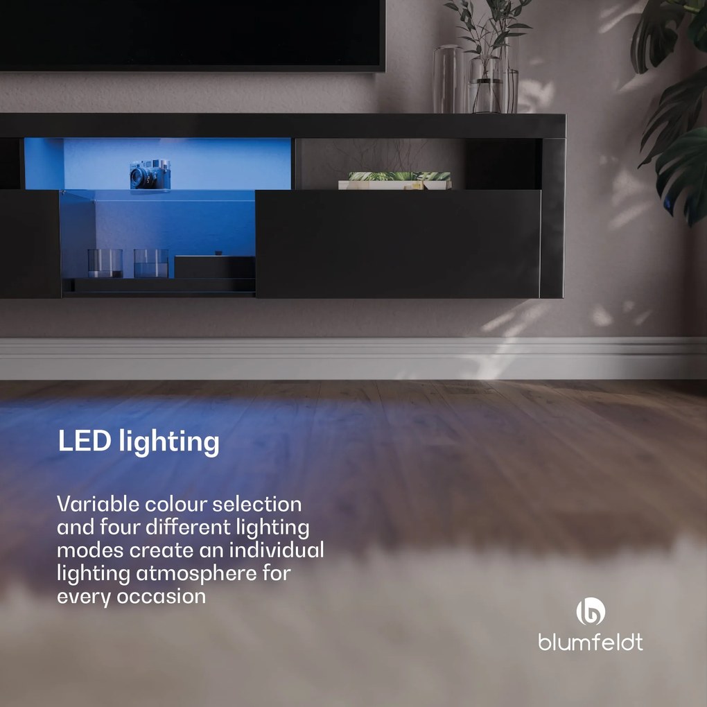 Klarstein Elgin, TV skrinka, 150 x 30 x 40 cm, LED