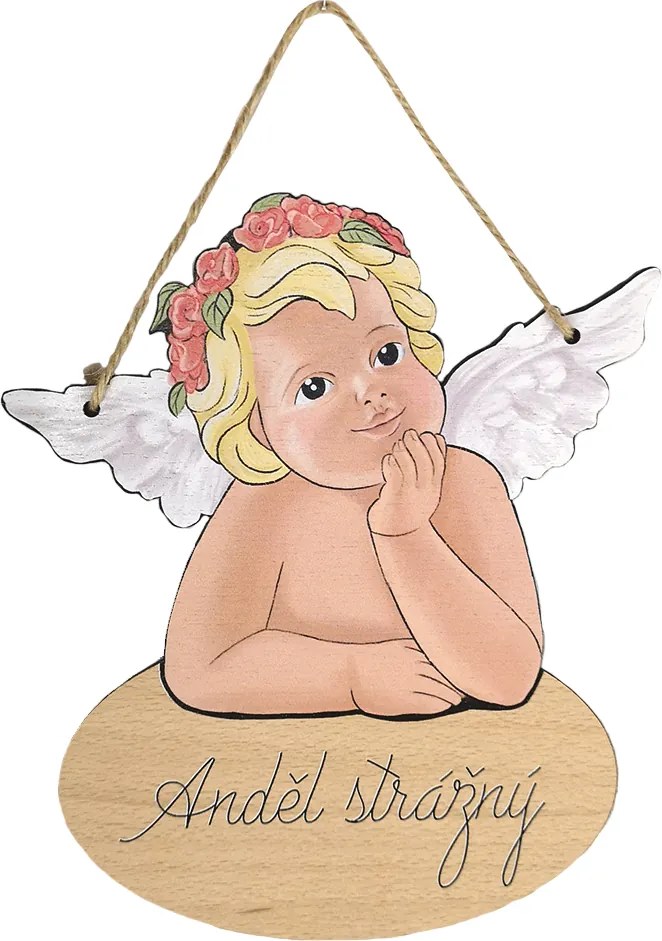 AMADEA Obrázok s textom Anjel strážny 21 cm Český výrobok