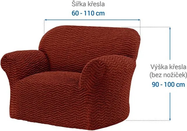 Bielastické poťahy CRISTINA medená kreslo (š. 60 - 110 cm)