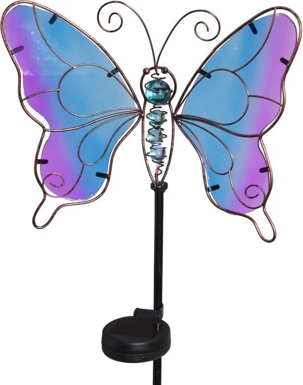 LED zápich Motýľ – modrofialový 106 cm