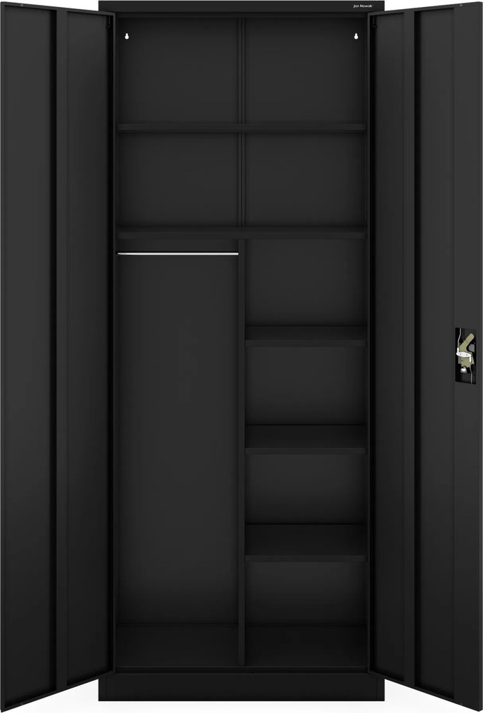 Vysoká čierna uzamykateľná úschovná skriňa, 900x2200x450 mm: DAWID H2200