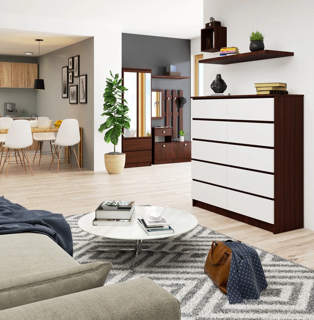 Komoda Kapil III (wenge + biela). Akcia -18%. Vlastná spoľahlivá doprava až k Vám domov. 1069149