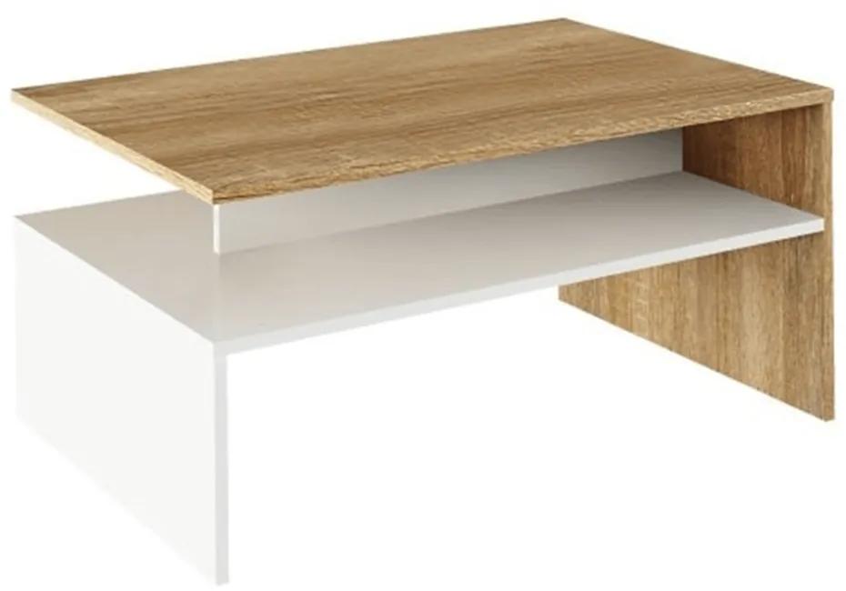 Konferenčný stôl DAMOLI — 90x60x43 cm, dub sonoma/biela